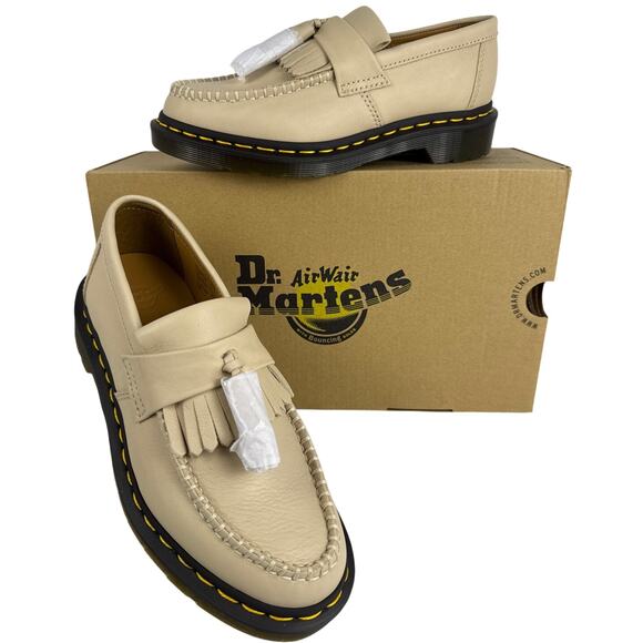 Dr. Martens Shoes - Dr. Martens Adrian Loafer with Tassels Parchment Beige Leather US 6 UK4